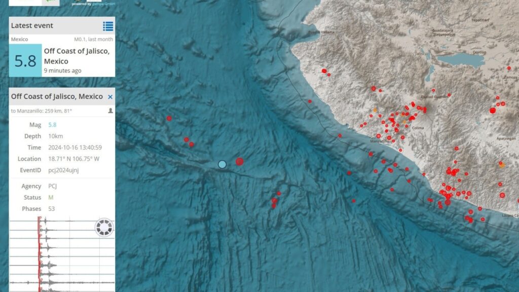 Sismo de M5.6 sacude a Jalisco; no se reportan daños